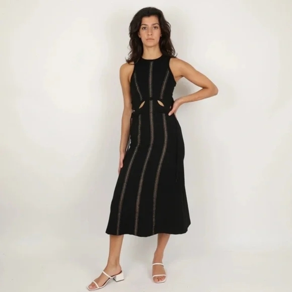 Self-Portrait Black Cutout Midi Dress